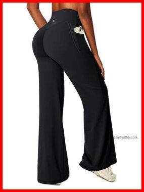 Wide Leg Yoga Pants with Pockets V-Back Butt Lifting Leggings